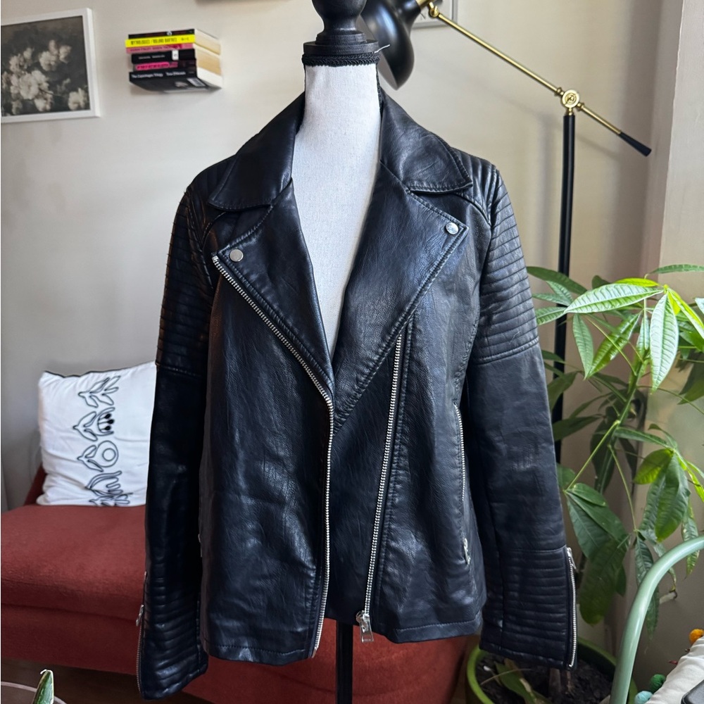 Topshop Black Leather Biker Jacket